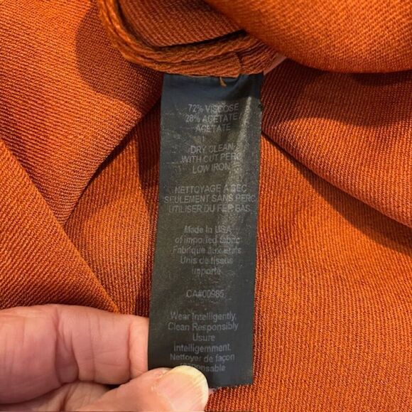 Zero + Maria Cornejo Iro Dress Rusty Orange Shift with Asymmetic Slit Hem Size 8 - Picture 8 of 12